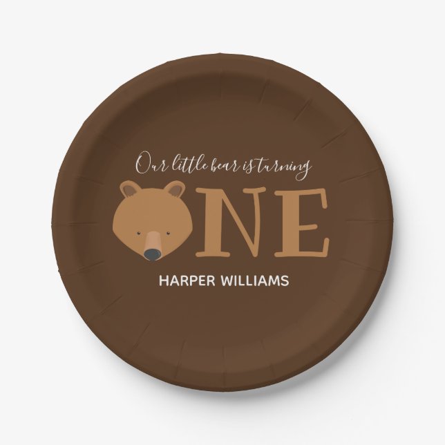 Plato De Papel El Oso Convirtiendo Un Animal En Primer Cumpleaños (Anverso)
