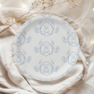 Plato De Papel El oso de Teddy Vintage Chinoiserie Toile Ducha pa