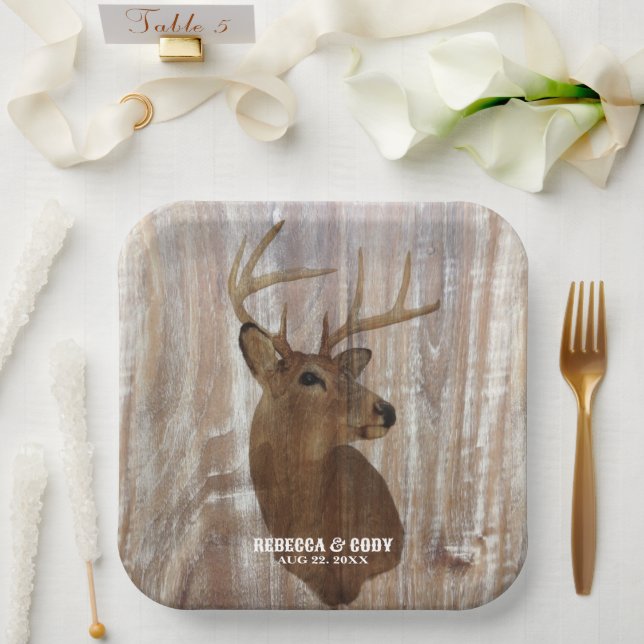 Plato De Papel El País Occidental Deer La Caza Se Ha Acabado De B (Boda)