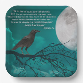 Plato De Papel El Papel Coloca El Raven En Verde Con Poema De Poe