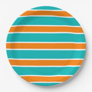 PLATO DE PAPEL EL PAPEL ELEGANTE PLATE_TURQUOSIE/ORANGE RAYA #6