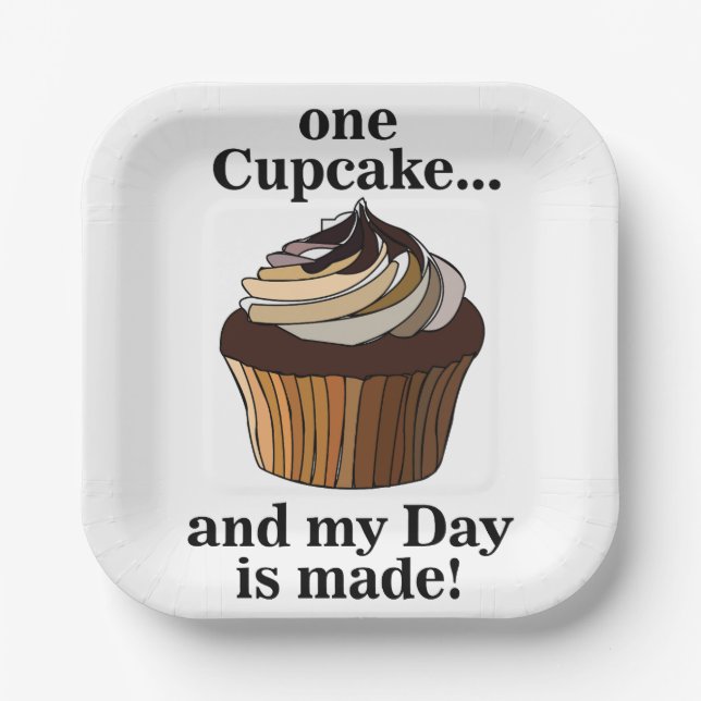 Plato De Papel El pastel y mi día son Fiestas de torta (Anverso)