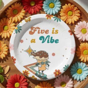 Plato De Papel El patinaje retro FIVE es un Vibe 5º cumpleaños
