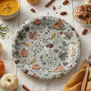 Plato De Papel El patrón de Acción de Gracias: cosecha de cráneo 