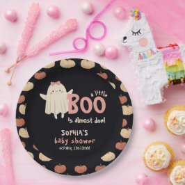 Plato De Papel El Pequeño Boo Se Debe Al Chica Halloween Baby Sho