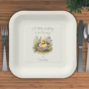 Plato De Papel El Pequeño Cochecito Está En Camino De La Baby Sho