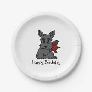 Plato De Papel El perrito lindo del escocés personaliza