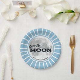 Plato De Papel El Personalizado de Baby Shower Moon Blue