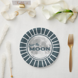 Plato De Papel El Personalizado de Baby Shower Moon Blue