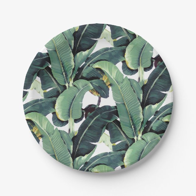 Plato De Papel El plátano tropical sale de la palmera 7" las (Anverso)
