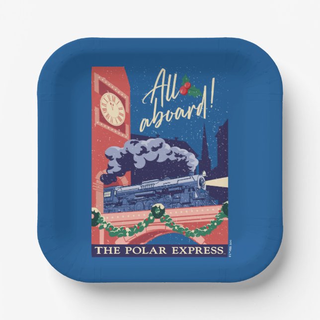 Plato De Papel El Polar Express - ¡Todos a bordo! (Anverso)