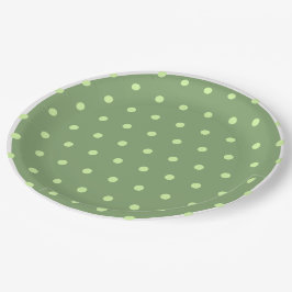 Plato De Papel El Polka Verde Dots White Trim