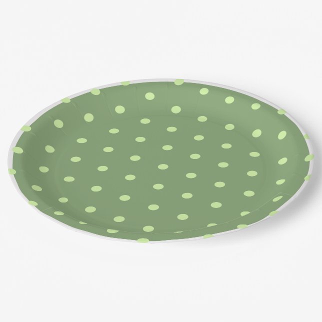 Plato De Papel El Polka Verde Dots White Trim (Angular)