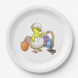 Plato De Papel El pollito de Pascua recién nacido