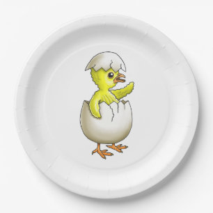 Plato De Papel El pollito de Pascua recién nacido