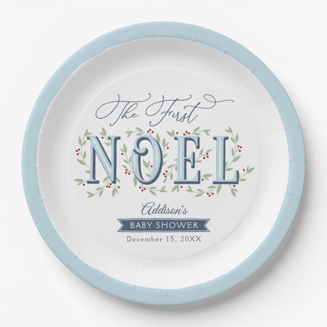 Plato De Papel El primer Baby Shower de Navidades Noel (Anverso)