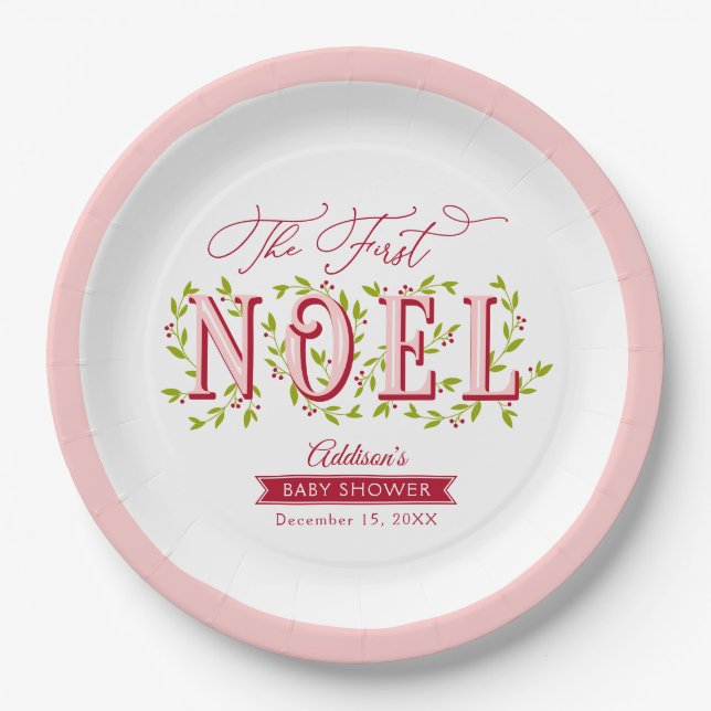Plato De Papel El primer Baby Shower de Navidades Noel (Anverso)