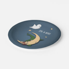 Plato De Papel El primer bebé de Halloween mira una bruja de boci