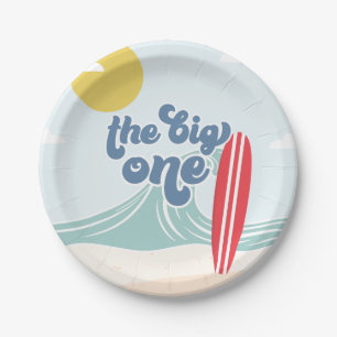 Plato De Papel El primer cumpleaños de la playa Big One Surf Beac
