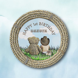 Plato De Papel El primer cumpleaños de Lil' Cowboy y Teddy Bear B