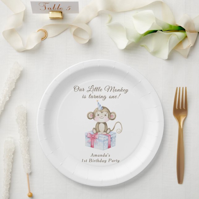 Plato De Papel El primer cumpleaños de nuestro pequeño mono  (Boda)