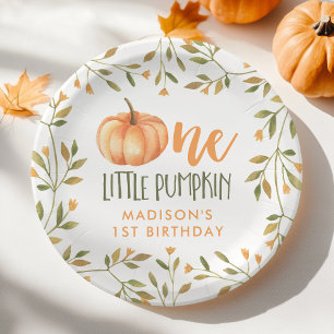 Plato De Papel El primer cumpleaños de un pequeño bebé calabaza