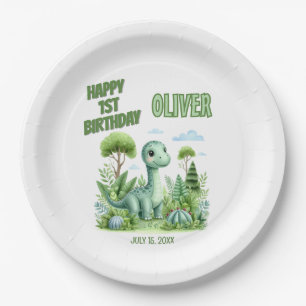 Plato De Papel El primer cumpleaños del bebé dinosaurio