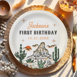 Plato De Papel El primer rodeo del primer cumpleaños del desierto