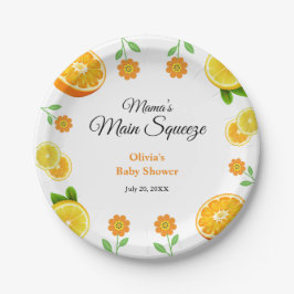 Plato De Papel El principal Naranja de mamá: Citrus Baby Shower