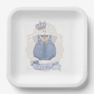 Plato De Papel El príncipe real es un niño Baby Shower