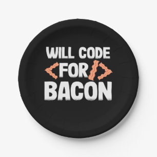 Plato De Papel El Programador Codificará El Bacon