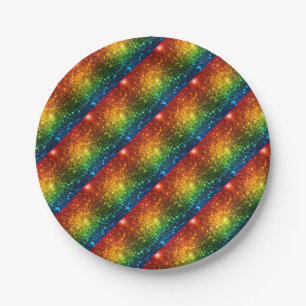 Plato De Papel El Purpurina Astral Arcoiris sólo el amor es real