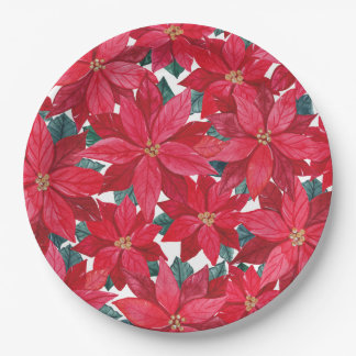 Plato De Papel El refugio de invierno de Poinsettias