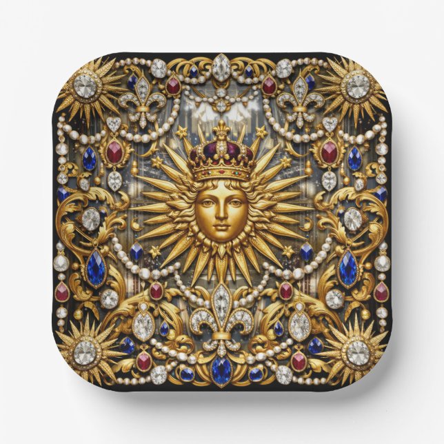 Plato De Papel El Rey Sol Versalles francés ornamentado (Anverso)