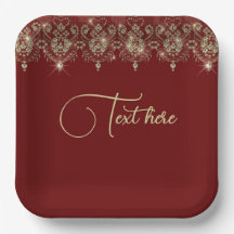 El rojo borgoña y el encaje dorado elegante chispa