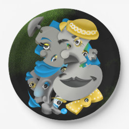 Plato De Papel El rompecabezas surrealista se enfrenta a la placa