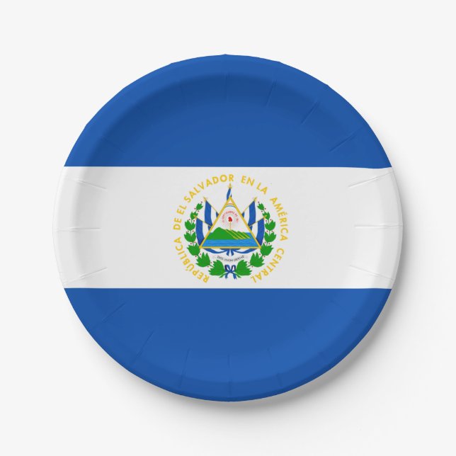 Plato De Papel El Salvador flag Paper Plate (Anverso)