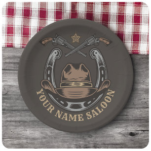 Plato De Papel El salvaje Revólver Oeste Horseshoe Cowboy Saloon