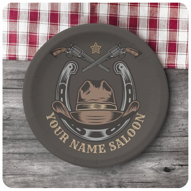 Plato De Papel El salvaje Revólver Oeste Horseshoe Cowboy Saloon (Subido por el creador)