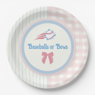 Plato De Papel El sexo del bebé revela Baseballs o Bows