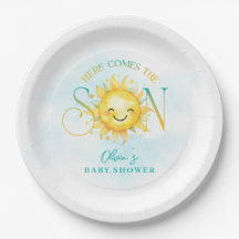 El sol limpio aquí viene el Baby Shower del hijo