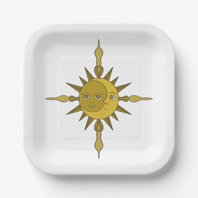 Plato De Papel El sol y la luna (Anverso)