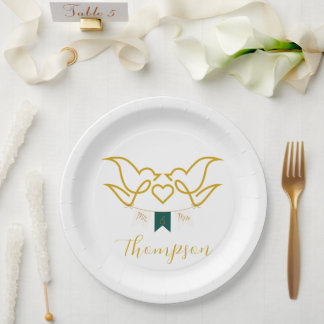Plato De Papel El Sr. y la Sra. For Newly Weds se casan con Aves 