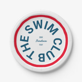 Plato De Papel El Swim Club Blue Escudo Red Stripe