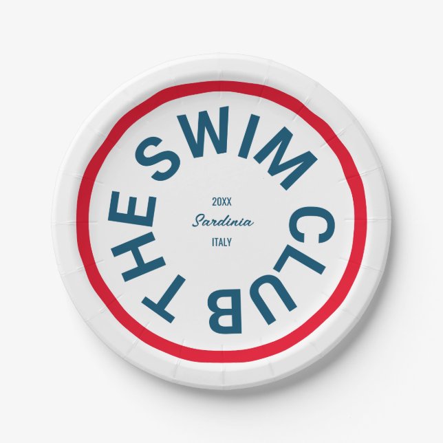 Plato De Papel El Swim Club Blue Escudo Red Stripe (Anverso)