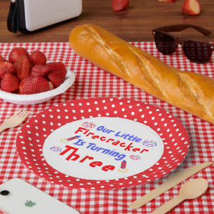 Plato De Papel El tercer cumpleaños de Little Firecracker