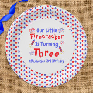 Plato De Papel El tercer cumpleaños de Little Firecracker