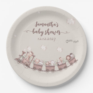 Plato De Papel El tren de los animales de Safari