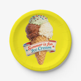 Plato De Papel El verano es para helado