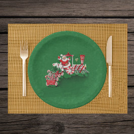 Plato De Papel El vintage Santa Claus Peppermint Candy Train